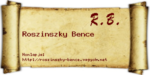 Roszinszky Bence névjegykártya